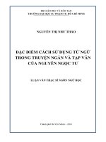 đặc điểm cách sử dụng từ ngữ trong truyện ngắn và tạp văn của nguyễn ngọc tư 