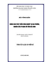 CHíNH SáCH PHáT TRIểN CÔNG NGHIệP TạI ĐịA PHƯƠNG, NGHIÊN CứU áP DụNG VớI TỉNH BắC NINH