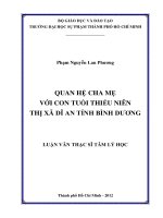 quan hệ cha mẹ với con tuổi thiếu niên thị xã dĩ an tỉnh bình dương 