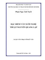 đặc điểm văn xuôi nghệ thuật nguyễn quang lập 