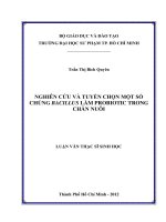 nghiên cứu và tuyển chọn một số chủng bacillus làm probiotic trong chăn nuôi 