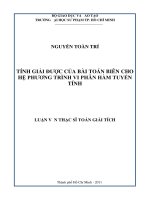 tính giải được của bài toán biên cho hệ phương trình vi phân hàm tuyến tính 