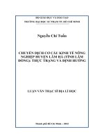chuyển dịch cơ cấu kinh tế nông nghiệp huyện lâm hà (tỉnh lâm đồng), thực trạng và định hướng