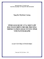 tính giải được của một lớp bài toán biên cho hệ phương trình vi phân hàm tuyến tính với pantograph 