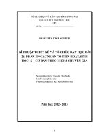 skkn kĩ THUẬT THIẾT kế và tổ CHỨC dạy học bài 26, PHẦN II “các NHÂN tố TIẾN HOÁ”, SINH học 12 – cơ bản THEO NHÓM CHUYÊN GIA 