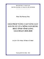 giải pháp nâng cao năng lực sản xuất của nông sản hàng hoá tỉnh vĩnh long giai đoạn 2010 2020 