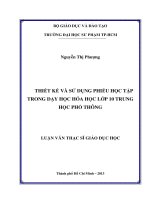 thiết kế và sử dụng phiếu học tập trong dạy học hóa học lớp 10 trung học phổ thông 
