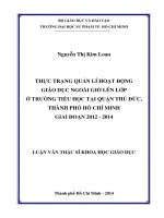thực trạng quản lí hoạt động giáo dục ngoài giờ lên lớp ở trường tiểu học tại quận thủ đức, thành phố hồ chí minh giai đoạn 2012   2014 