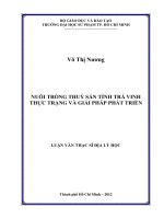 nuôi trồng thuỷ sản tỉnh trà vinh thực trạng và giải pháp phát triển 