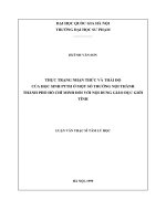 thực trạng nhận thức và thái độ của học sinh ptth ở một số trường nội thành thành phố hồ chí minh đối với nội dung giáo dục giới tính 