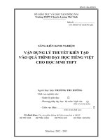 SKKN vận dụng lý thuyết kiến tạo vào việc dạy học tiếng việt cho học sinh trung học phổ thông 