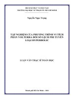 tập nghiệm của phương trình vi tích phân volterra đối số lệch phi tuyến loại hyperbolic 