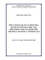 thực trạng quản lý kiểm tra, đánh giá kết quả học tập môn tiếng anh của sinh viên trường cao đẳng y tế đồng nai 