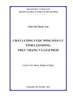 chất lượng cuộc sống dân cư tỉnh lâm đồng, thực trạng và giải pháp