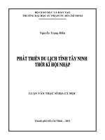 Phát triển du lịch tỉnh tây ninh thời kì hội nhập 