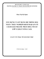 xây dựng và sử dụng hệ thống bài toán trắc nghiệm khách quan có cách giải nhanh phần hóa vô cơ lớp 12 (ban nâng cao) 