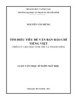 tìm hiểu tiêu đề văn bản báo chí tiếng việt (trên cứ liệu báo tuổi trẻ và thanh niên) 