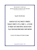 khảo sát sự phát triển nhận thức của trẻ 3 – 4 tuổi ở một số trường mầm non tại thành phố hồ chí minh 