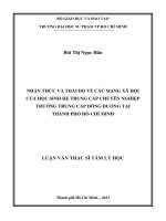 nhận thức và thái độ về các mạng xã hội của học sinh hệ trung cấp chuyên nghiệp trường trung cấp đông dương tại thành phố hồ chí minh 