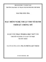 đặc điểm nghệ thuật thơ tế hanh thời kỳ chống mỹ 