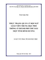 thực trạng quản lý đội ngũ giáo viên trung học phổ thông ở thành phố thủ dầu một tỉnh bình dương 