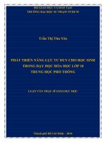 phát triển năng lực tư duy cho học sinh trong dạy học hóa học lớp 10 trung học phổ thông 