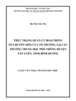 thực trạng quản lý hoạt động tổ chuyên môn của tổ trưởng tại các trường trung học phổ thông huyện tân uyên, tỉnh bình dương 