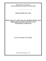 đóng góp của trần quang nghiệp trong quá trình hiện đại hóa truyện ngắn nam bộ đầu thế kỉ xx