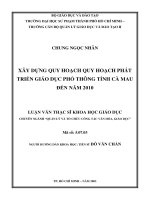 xây dựng quy hoạch quy hoạch phát triển giáo dục phổ thông tỉnh cà mau đến năm 2010 