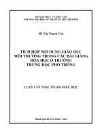 tích hợp nội dung giáo dục môi trường trong các bài giảng hóa học ở trường trung học phổ thông 