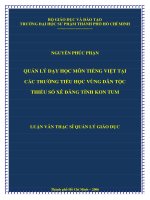 quản lý dạy học môn tiếng việt tại các trường tiểu học vùng dân tộc thiểu số xê đăng tỉnh kon tum 