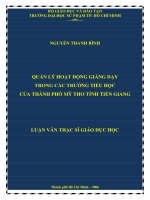 quản lý hoạt động giảng dạy trong các trường tiểu học của thành phố mỹ tho tỉnh tiền giang 