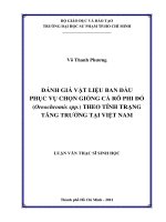 đánh giá vật liệu ban đầu phục vụ chọn giống cá rô phi đỏ (oreochromis spp ) theo tính trạng tăng trưởng tại việt nam 