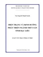 hiện trạng và định hướng phát triển ngành thủy sản tỉnh bạc liêu 