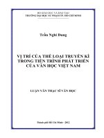 vị trí của thể loại truyền kì trong tiến trình phát triển của văn học việt nam 