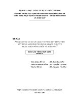 Nghiên cứu cơ sở lý luận và tổng kết thực tiễn xây dựng mô hình ứng dụng KHCN phục vụ phát triển nông thôn và miền núi 