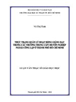 Thực trạng quản lý hoạt động giảng dạy trong các trường trung cấp chuyên nghiệp ngoài công lập ở thành phố hồ chí minh 