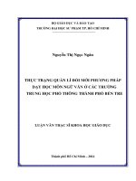 thực trạng quản lí đổi mới phương pháp dạy học môn ngữ văn ở các trường trung học phổ thông thành phố bến tre 