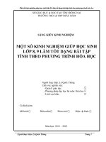 SKKN một số kinh nghiệm giúp học sinh lôùp 8, 9 làm tốt dạng bài tập tính theo phương trình hóa học 