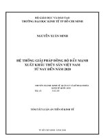 HỆ THỐNG GIẢI PHÁP ĐỒNG BỘ ĐẨY MẠNH  XUẤT KHẨU THỦY SẢN VIỆT NAM  TỪ NAY ĐẾN NĂM 2020