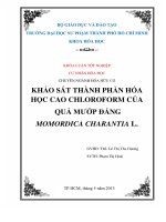 khảo sát thành phần hóa học cao chloroform của quả mướp đắng momordica charantia l  