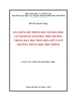 xây dựng hệ thống bài tập hóa học có nội dung giáo dục môi trường trong dạy học phần hóa hữu cơ ở trường trung học phổ thông 