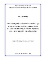 một số biện pháp rèn luyện năng lực cảm thụ theo hướng coi học sinh là chủ thể tiếp nhận trong dạy học đọc – hiểu truyền thuyết ở lớp 6 