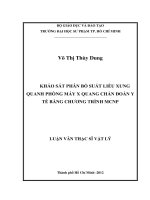 khảo sát phân bố suất liều xung quanh phòng máy x quang chẩn đoán y tế bằng chương trình mcnp 