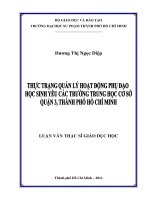 Thực trạng quản lý hoạt động phụ đạo HS yếu các trường THCS quận 3, TP  hồ chí minh 