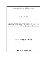 khảo sát sinh hoạt văn học dân gian của một số nhóm cư dân phía bắc trên địa bàn tỉnh kiên giang 