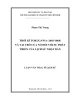 thời kì tokugawa (1603 1868) và vai trò của nó đối với sự phát triển của lịch sử nhật bản 