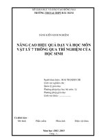 skkn NÂNG CAO HIỆU QUẢ dạy và học môn vật lý 7 THÔNG QUA THÍ NGHIỆM của học SINH 