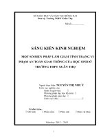 skkn một số BIỆN PHÁP làm GIẢM TÌNH TRẠNG VI PHẠM AN TOÀN GIAO THÔNG của học SINH ở TRƯỜNG THPT XUÂN THỌ 
