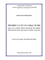 tìm hiểu ca từ của nhạc sĩ trẻ (qua các ca khúc tiếng việt được yêu thích trên trang mạng mp3 zing vn trong năm 2012) 